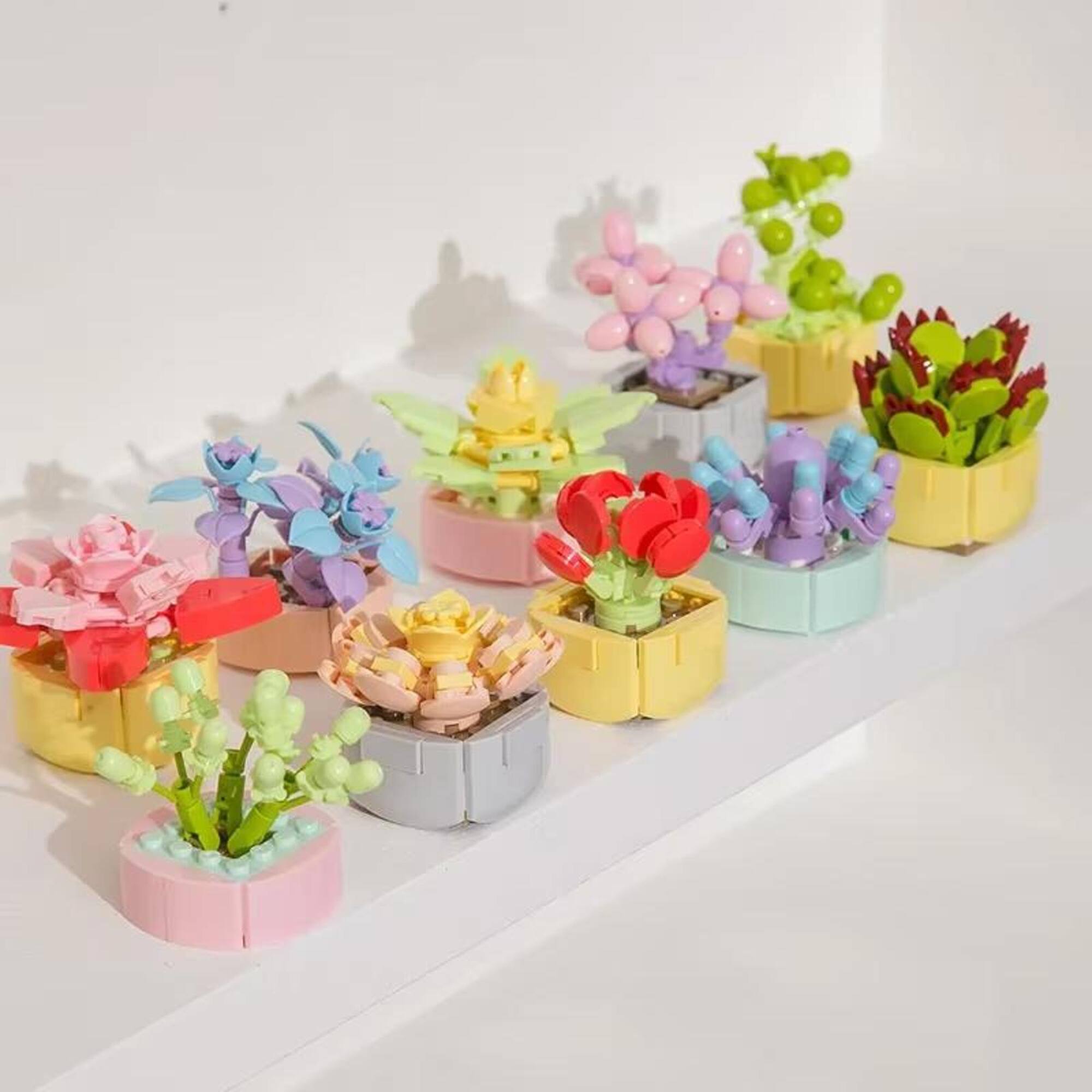 Wizardi Ball Pine Building Brick Mini Potted Plants Set